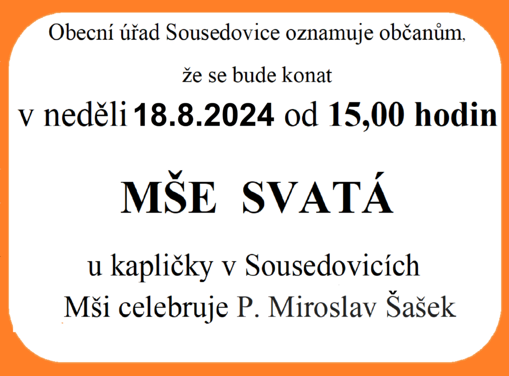 Pouťová Mše svatá 18.8.2024