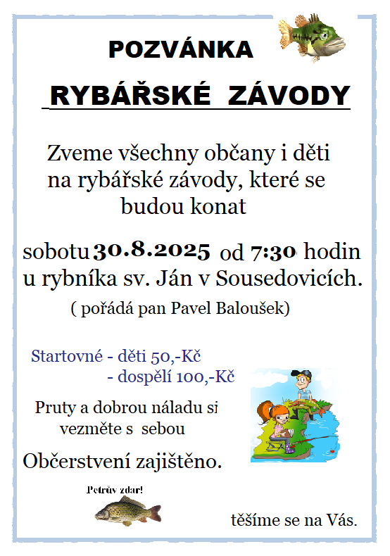Rybářské závody 30.8.2025
