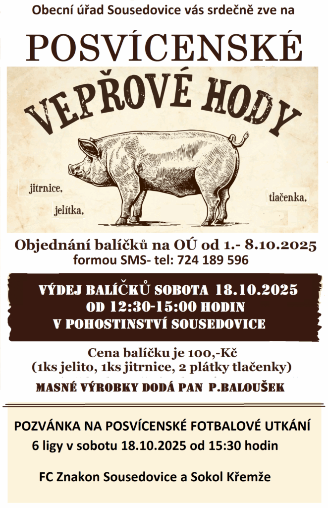 Posvícenské vepřové hody 18.10.2025