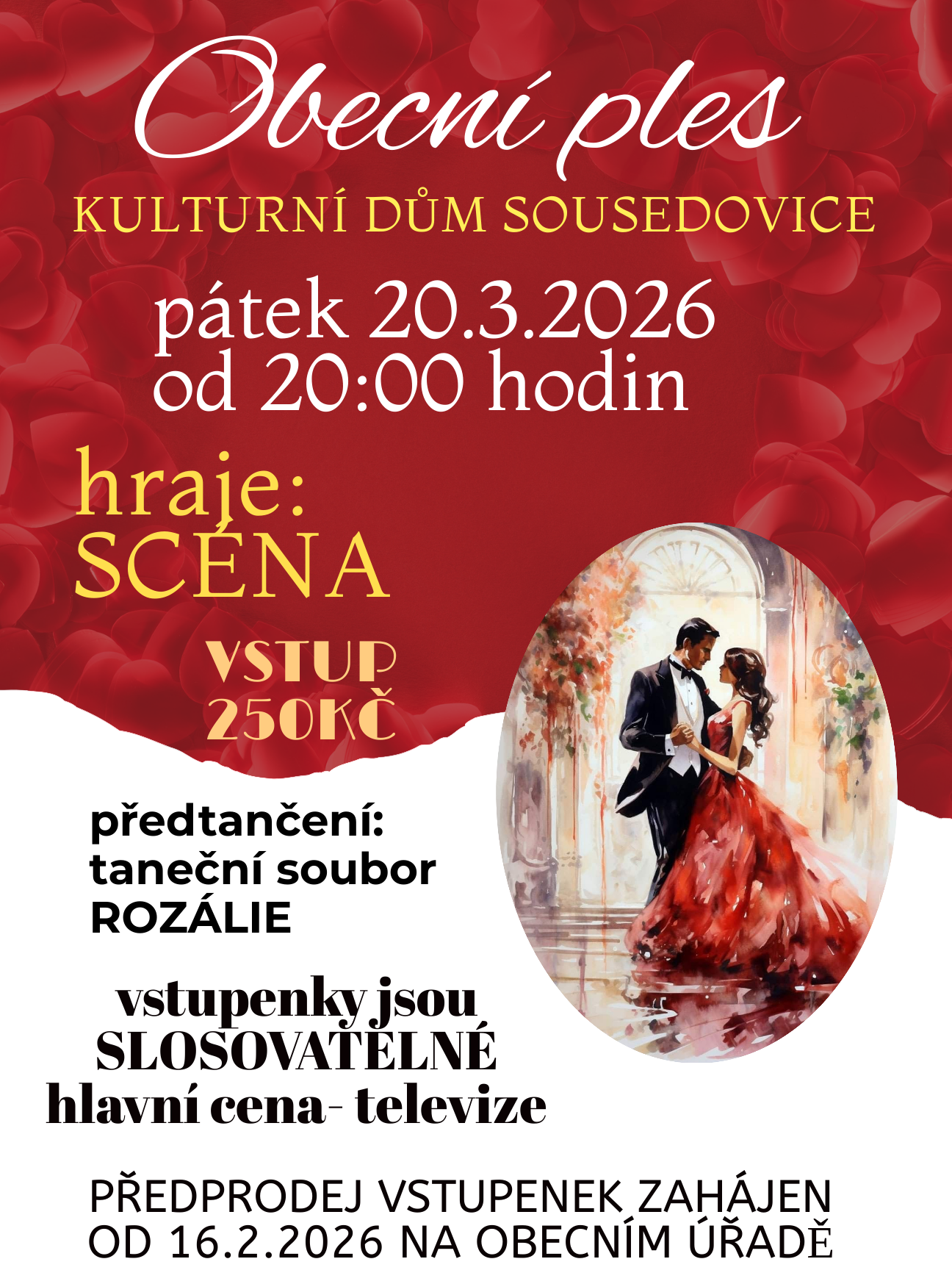 Plakát obecní ples 20.3.2026