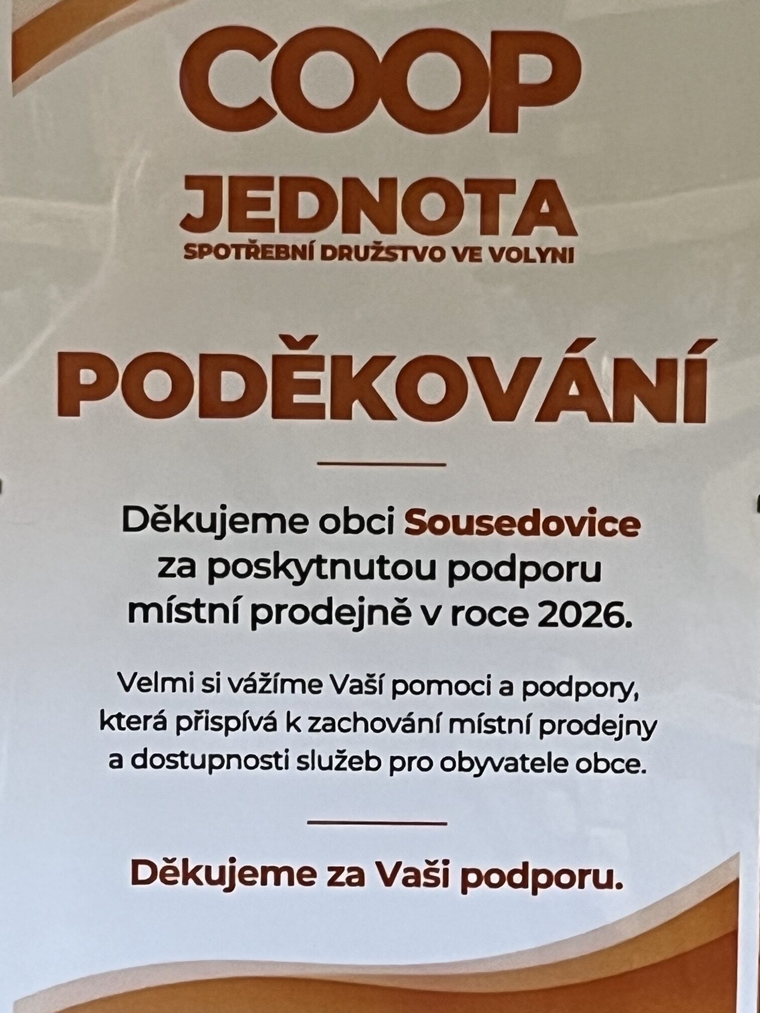 COOP Poděkování příspěvek 1